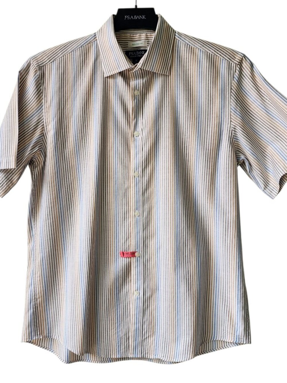 Medium Striped Shirt Multicolor Casual Jos A Bank Tailored Fit Mens M Size Beige